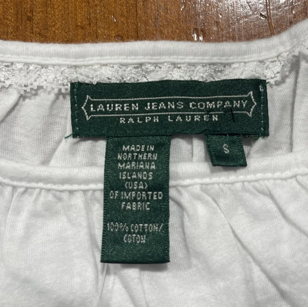 NWT Lauren Jeans Company Women Vintage Y2K Cotton Lace Trim Short Sleeve Shirt S